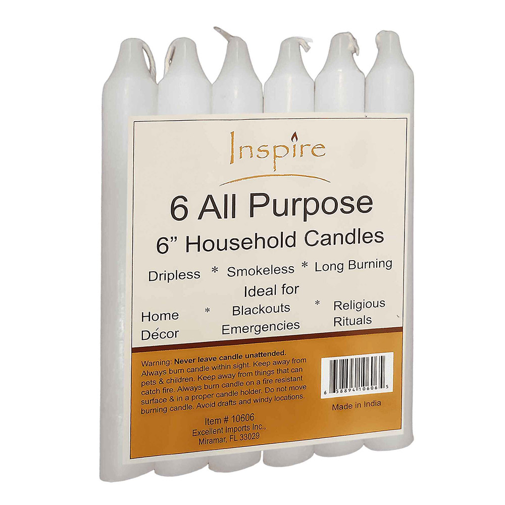 6pc All Purpose 6"  Household Candles
